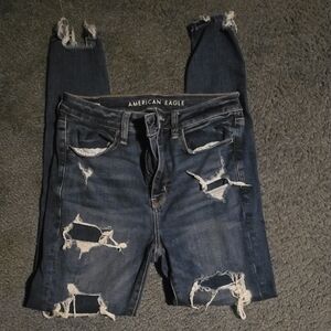 American Eagle Outfitters Ripped Dark Blue Skinny Jeans